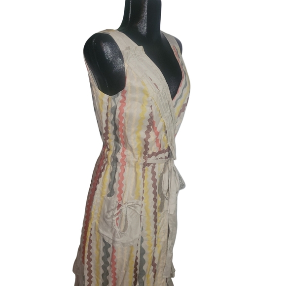 Animale sleeveless faux wrap front asymmetrical hemline dress Sz.4 - Picture 5 of 10